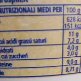 Tabella nutrizionale: energia, grassi, carboidrati, proteine e sale per 100g di ricotta di pecora. Valori nutrizionali medi per 100g.