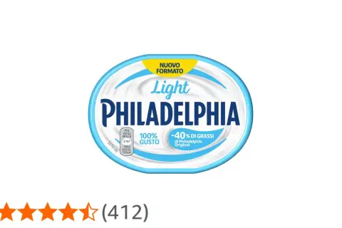 Philadelphia Light: 48 kcal per 30g, 159 kcal per 100g. Gusto originale con -40% di grassi.