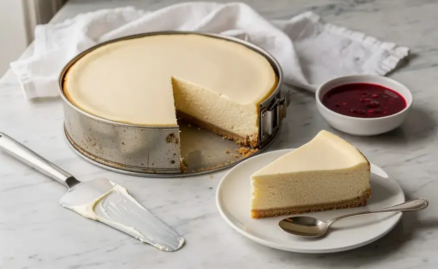 Cheesecake al forno cremosa, senza crepe